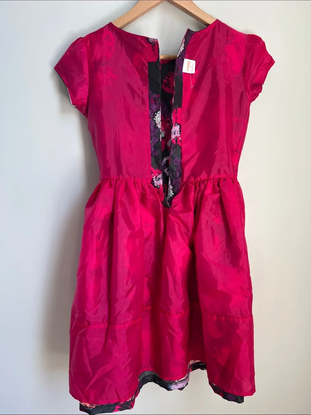Gymboree | Black Dress with Pink & Purple Floral Print Size 12